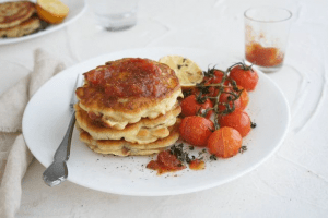 Leftover Roast Fritters and roasted tomato