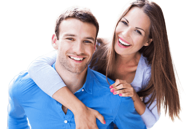 Playful young couple happy and smiling after getting a Quickle loan.